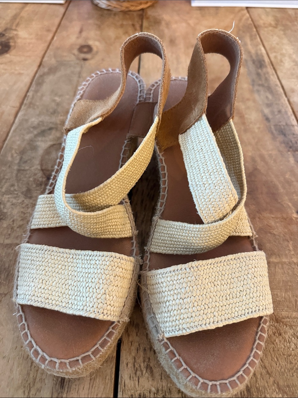Women’s Cream Espadrille Slingback Sandals with Woven Straps